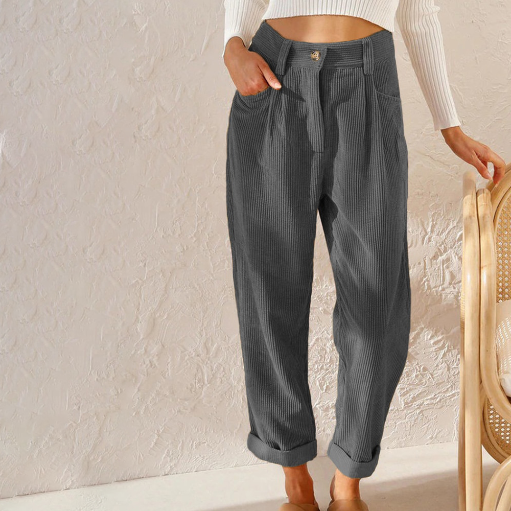 Women's high-waist loose casual trousers winter cozy fit with flattering silhouette everyday style