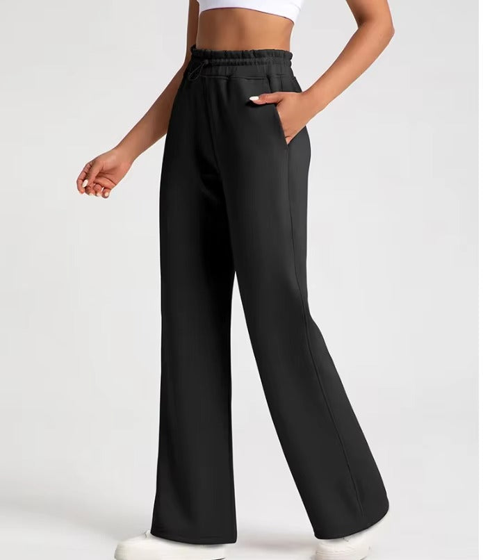 Women's loose fit high waist flare yoga pants breathable soft knit fabric ankle length