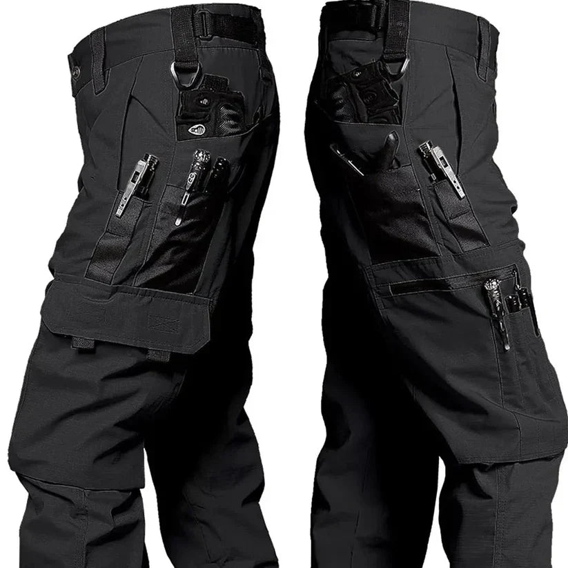 Men's olive tactical cargo trousers durable ergonomic cut with multi-pocket utility design