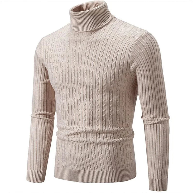 Men's gray turtleneck sweater tailored ribbed knit fit soft breathable fabric ideal for layering