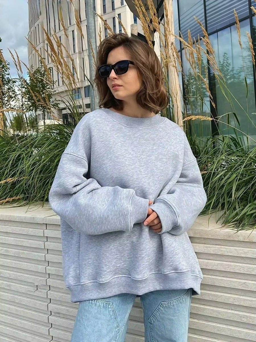 Women's oversized fleece hoodie loose pullover sweatshirt cozy warm casual layering style