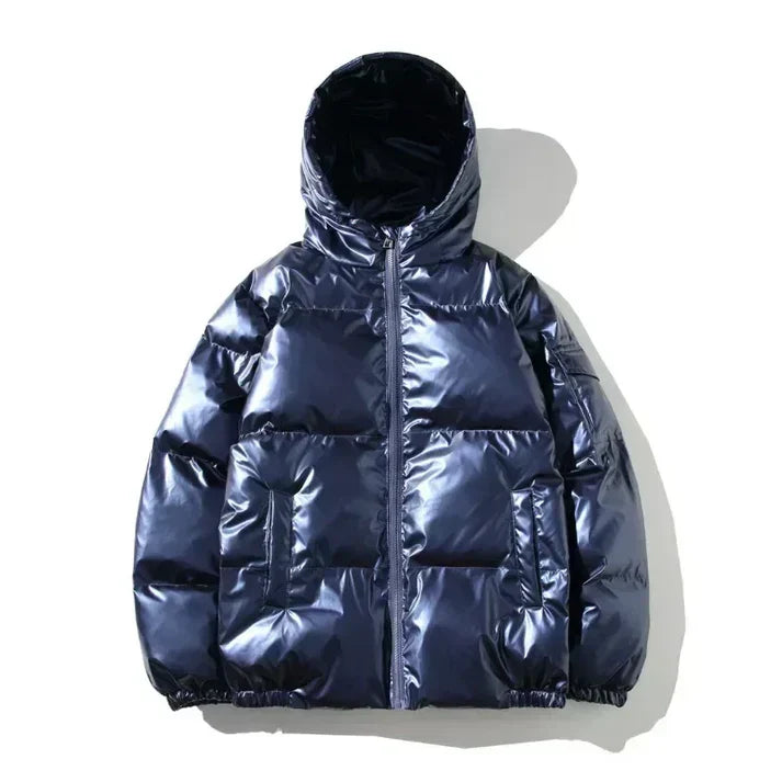 Men's quilted puffer jacket black winter style superior thermal insulation cozy lining