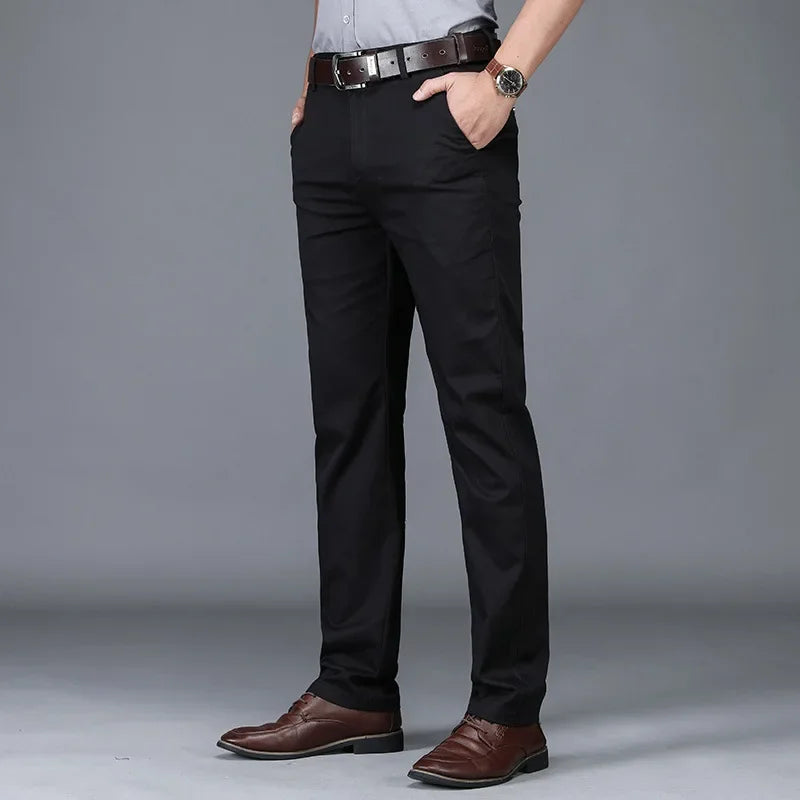 Urbann-Vibe Owen beige tailored chinos with 4-way stretch, slim office-ready fit for professionals