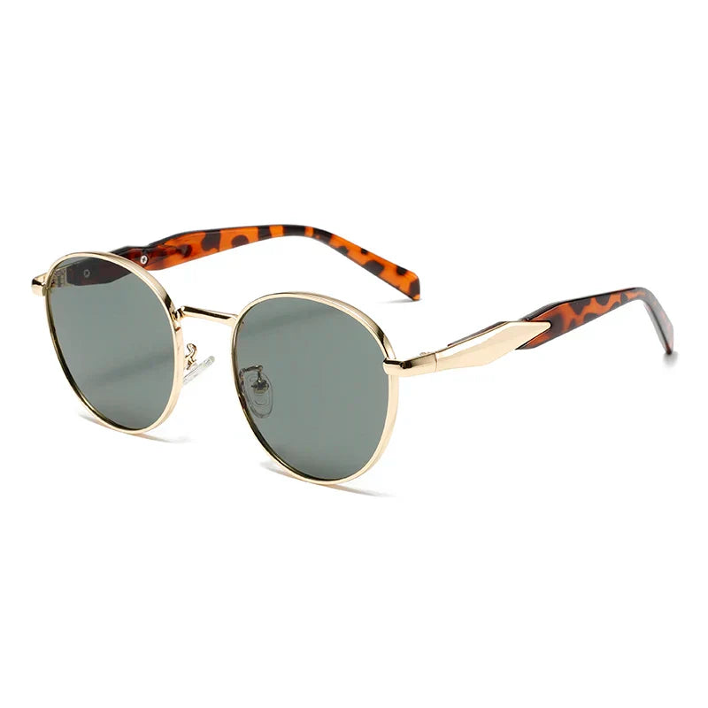 Retro round metal sunglasses UV400 lenses adjustable nose pads unisex vintage fashion accessory