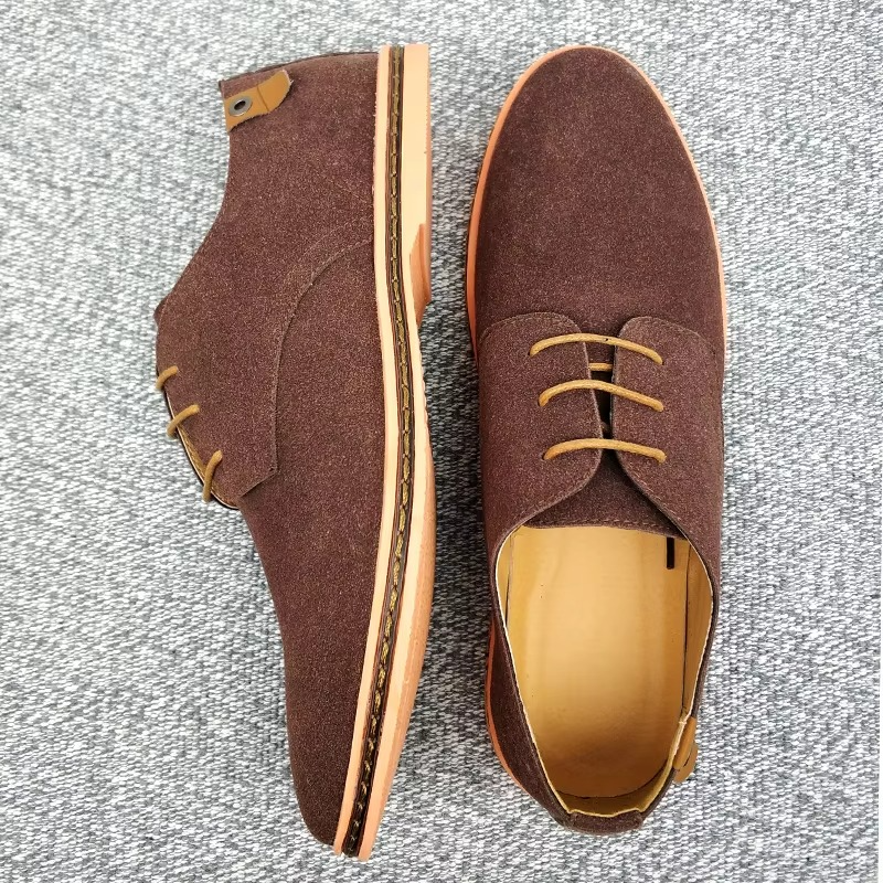Men's suede leather Oxford casual sneakers in polished style with cushioned insole for all-day comfort