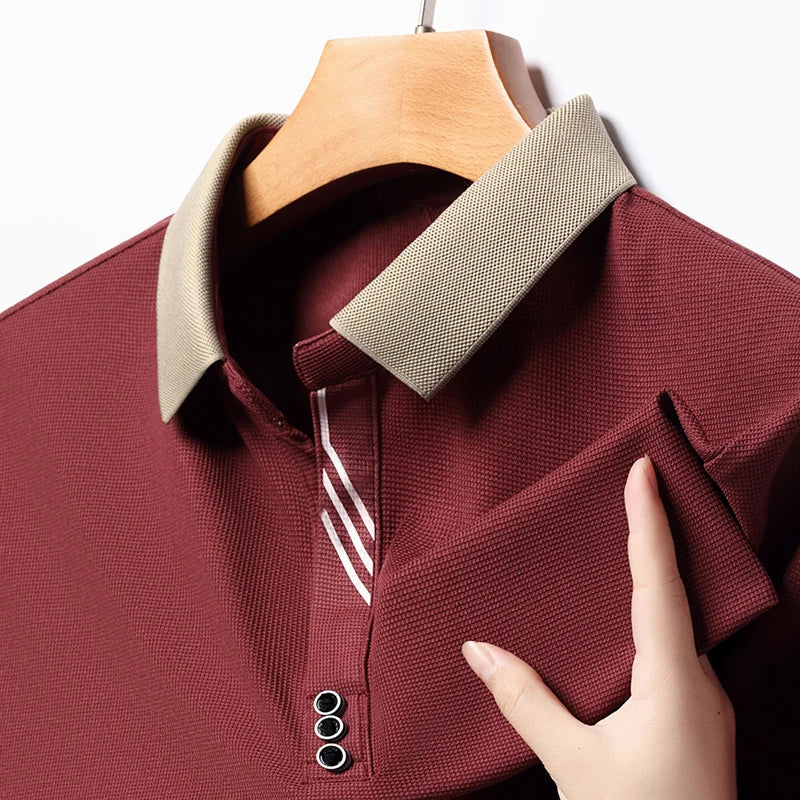 Belgravia stretch polo shirt for men, breathable fabric, ribbed collar, short sleeves, golf lifestyle