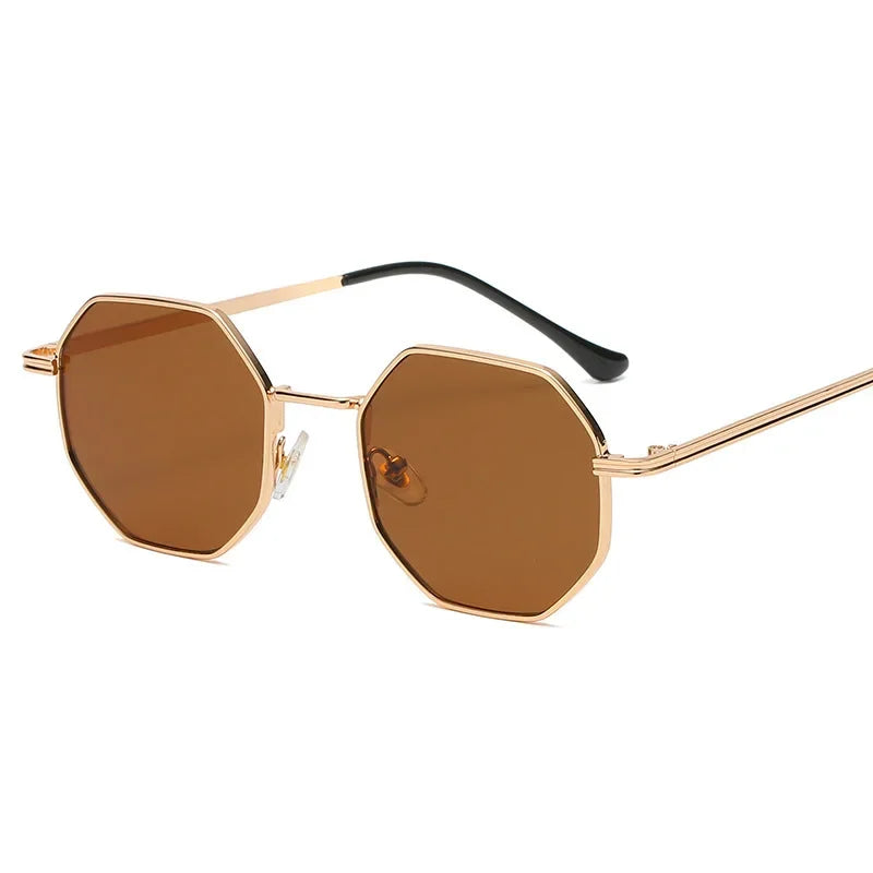 Amari unisex retro sunglasses octagon polygon gold-plated bridge UV400 feather-light alloy frame
