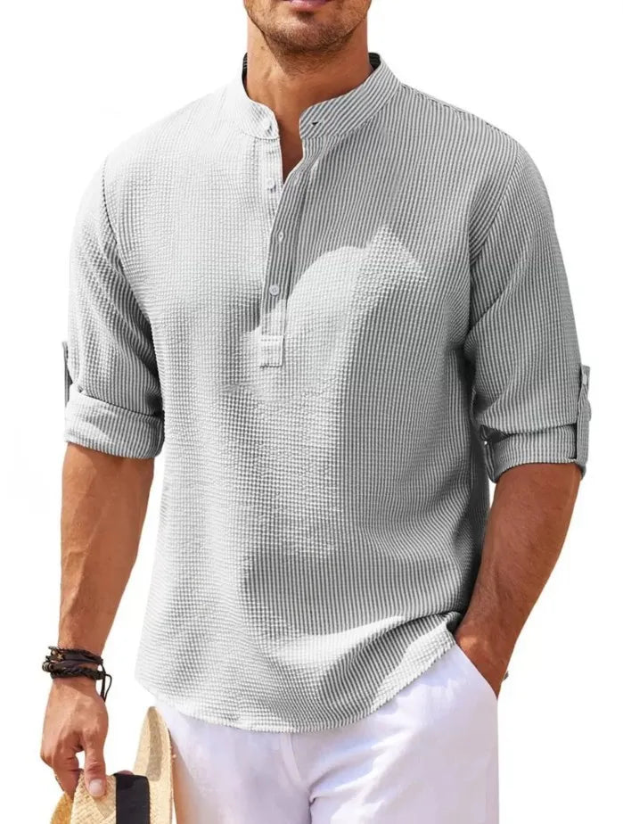 Markus men's white elegant summer shirt relaxed fit breathable fabric smart casual formal