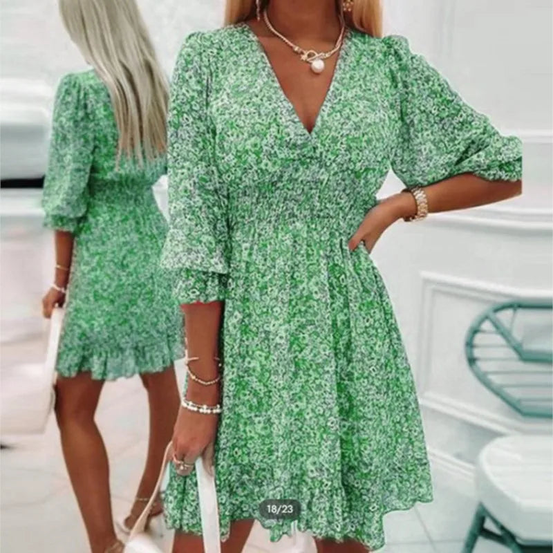 Beatrix women's boho floral midi sundress vibrant multicolor print flowing silhouette half sleeves