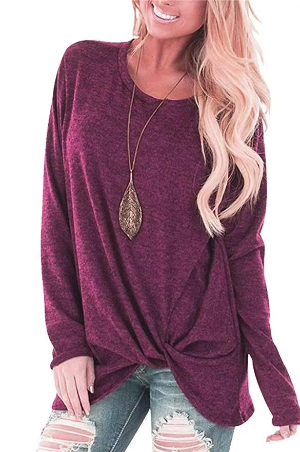 Women's cold shoulder tunic top long sleeve twist knot detail casual everyday style