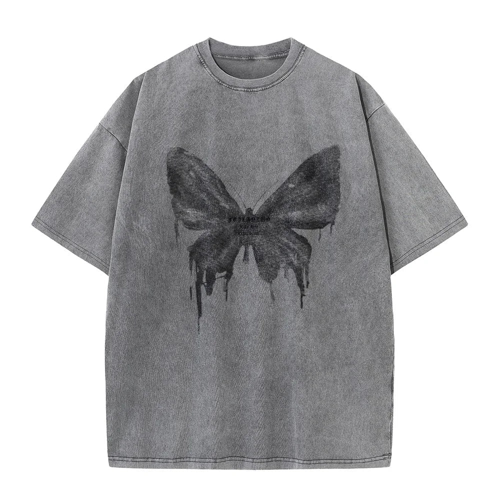 Acid wash oversized cotton tee in earth tones, heavyweight 240g vintage streetwear unisex silhouette