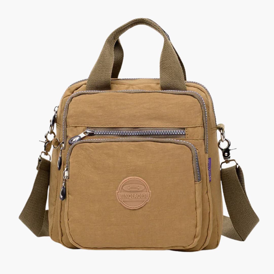 Women's minimalist shoulder bag with adjustable crossbody strap and multiple pockets for everyday travel
