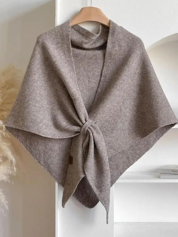 Women's soft winter knit shawl wrap elegant solid color warm breathable everyday comfort style