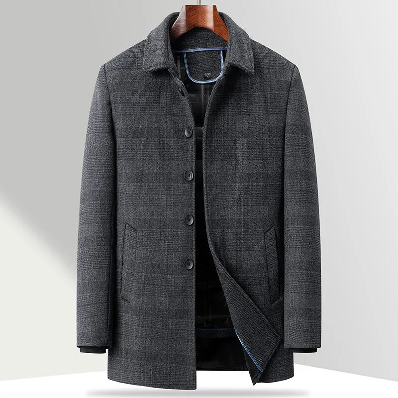 Wellsbury plaid overcoat thick textured cotton detachable quilted lining professional warmth