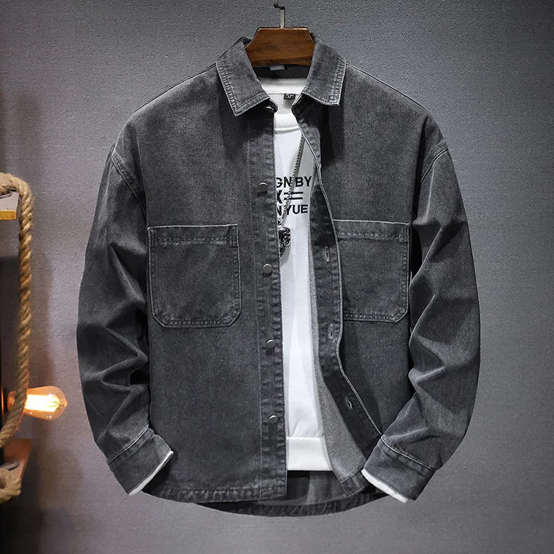 TrendAura Rochefort Paris men's blue midweight denim jacket structured fit minimal detailing