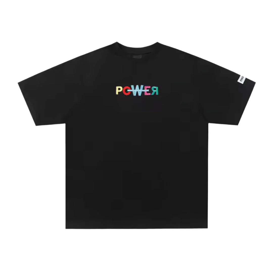 White premium cotton oversized T-shirt with intricate embroidery, casual elevated style for creatives
