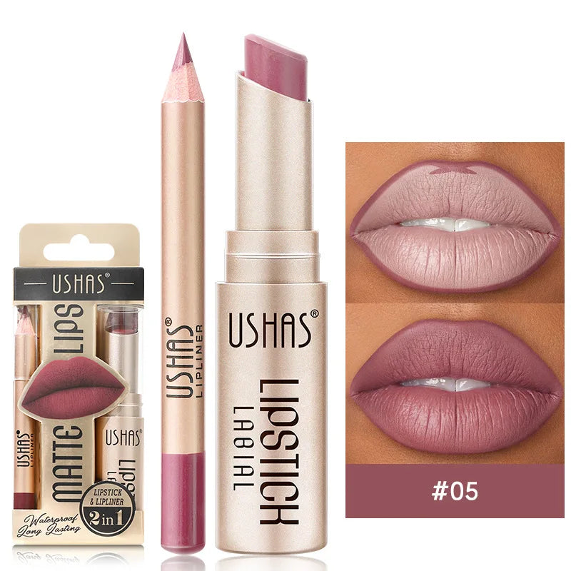 BE x Ushas matte lipstick lip liner duo bold long-lasting pout sculpted defined finish