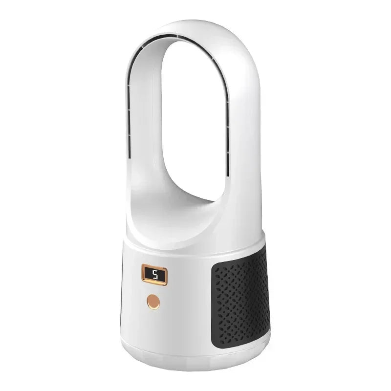 Bladeless USB desk fan rechargeable 2000mAh battery six-speed silent cooling compact white design