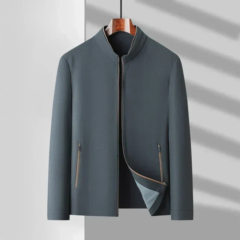 Men's lightweight casual autumn jacket in classic neutral tones, breathable slim fit with timeless minimalist design