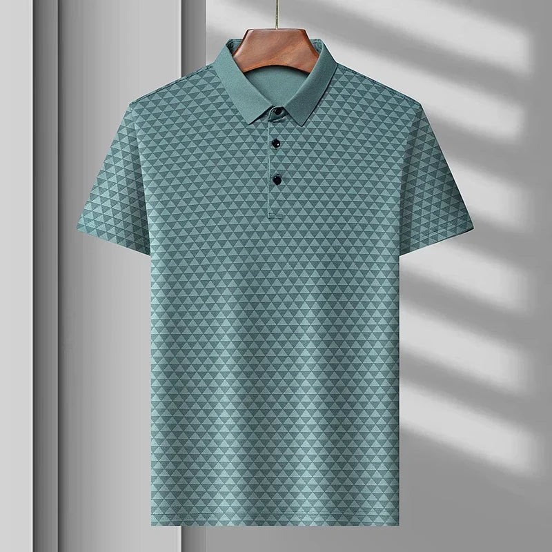 Men's Palmer ice silk performance polo shirt with moisture-wicking fabric and striking pattern design