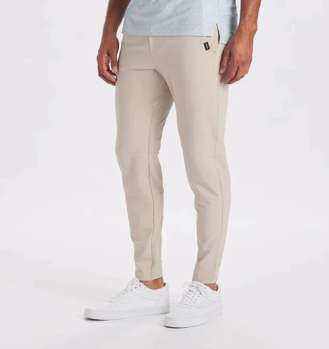 Men's slim fit stretch trousers cotton blend modern silhouette all-day comfort casual office wear