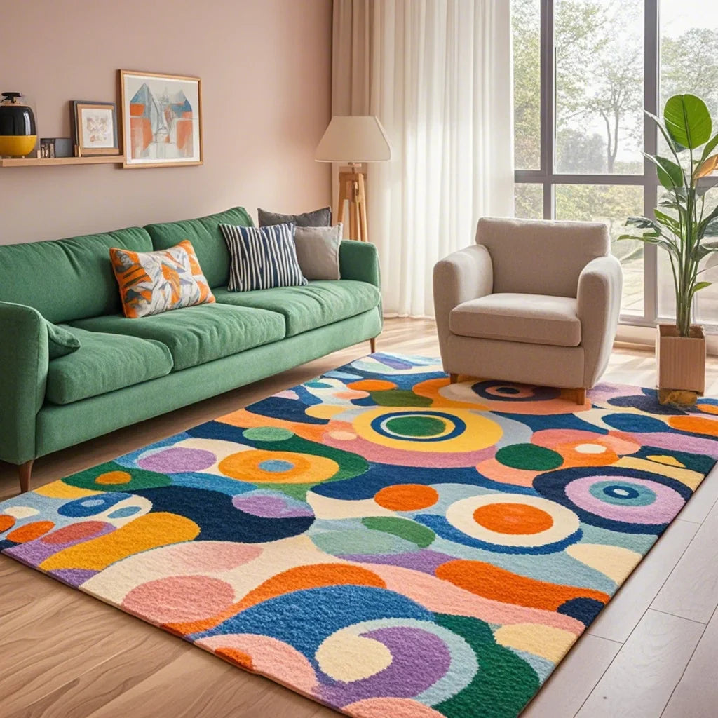 Plush velvet area rug dirt-resistant dense pile floor mat for modern living rooms