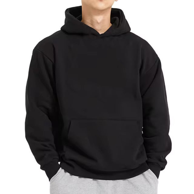 Men's casual loose-fit cotton hoodie in neutral tone, breathable sweatshirt for everyday comfort