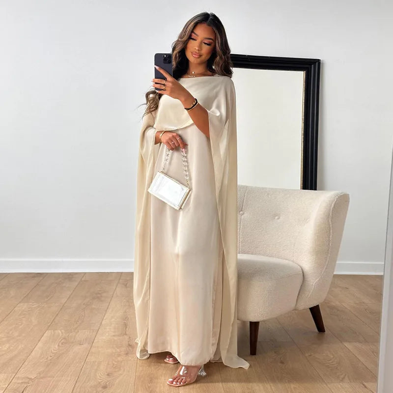 Women's satin dress flowing silhouette noble shine elegant formal gown for special occasions