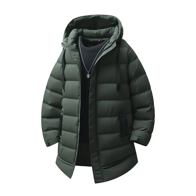 Unisex winter puffer hooded jacket with full zip, quilted insulation for warm everyday outdoor comfort