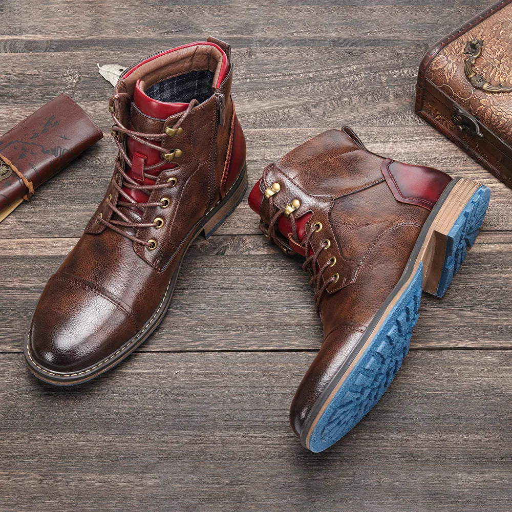 Men's Urbann Vibe Garrison cap toe boot weatherproof rugged blue rubber outsole traction sole