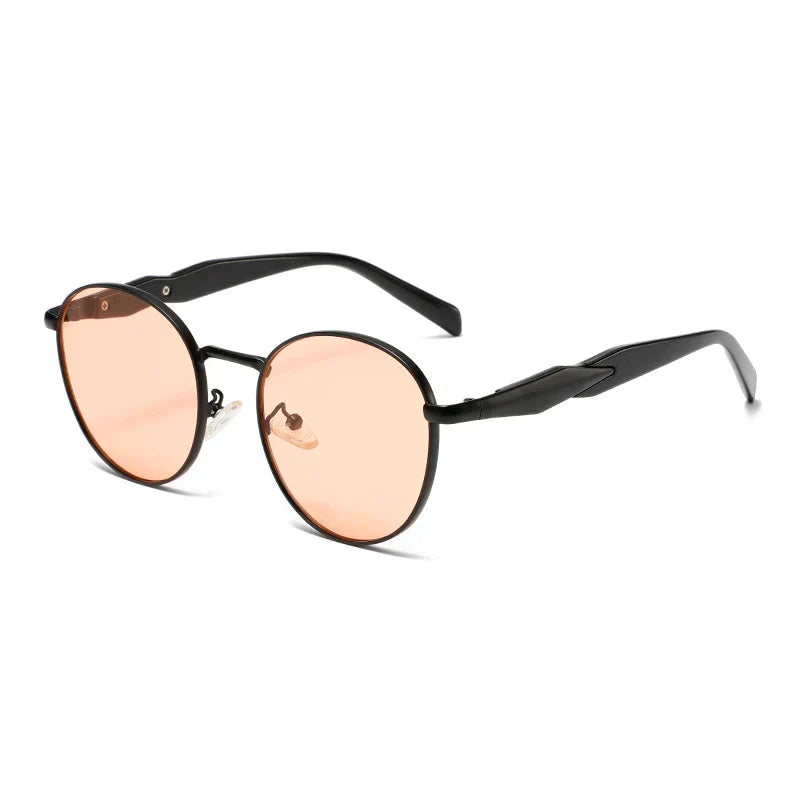 Retro metal round sunglasses UV400 lenses slim frame adjustable nose pads unisex vintage fashion