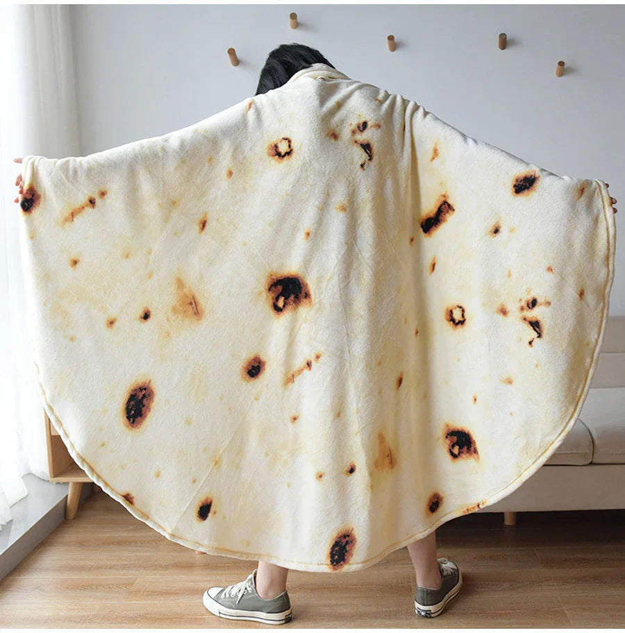 Soft flannel burrito blanket tortilla print lightweight throw for bed couch cozy home decor