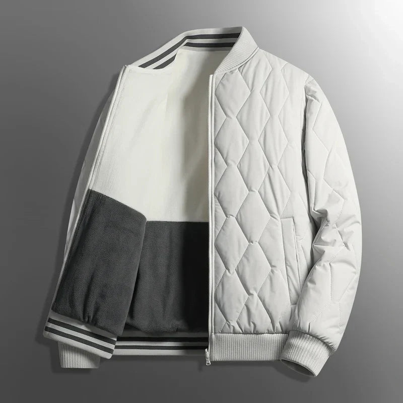 Reversible bomber jacket with cozy fleece lining, unisex two-in-one day-to-night outerwear