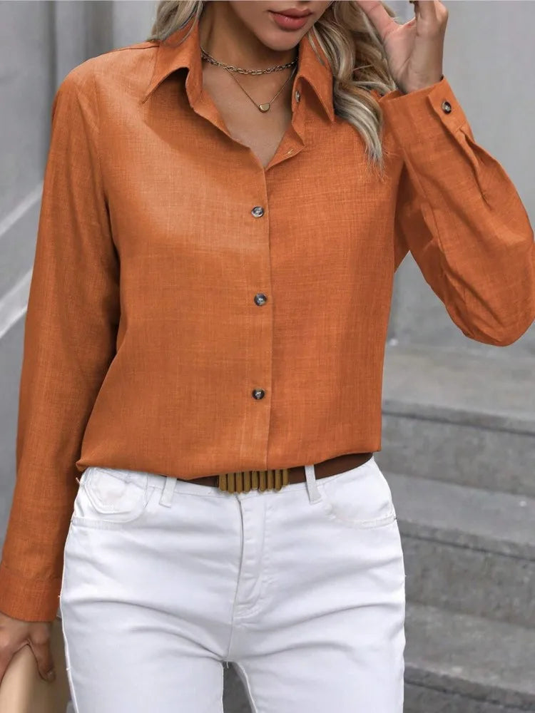 Women's slim fit color-blocked collared shirt long sleeve office top spring autumn professional