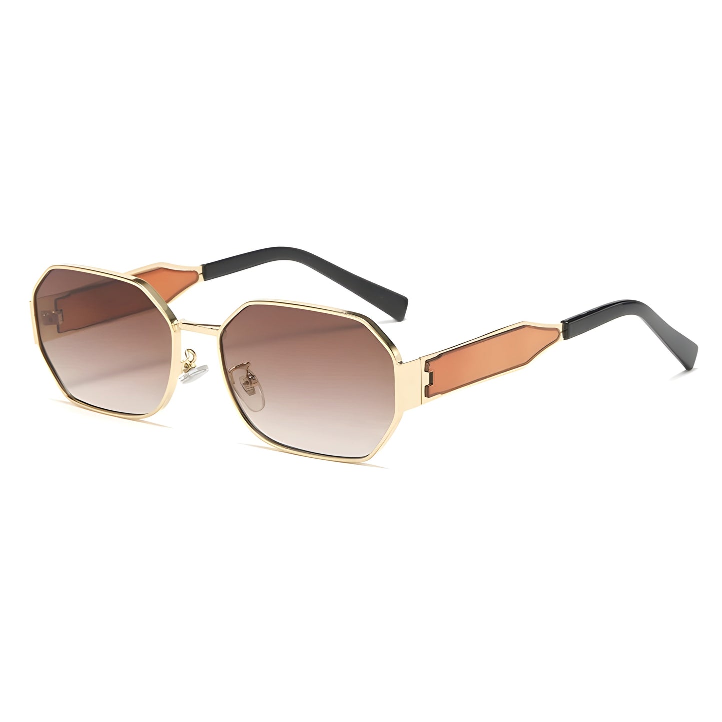 Geometric octagon aviator sunglasses gold trim gradient UV lenses unisex bold modern style