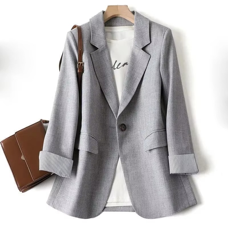 Women's plaid blazer tailored fit polyester stretch blend professional business casual jacket