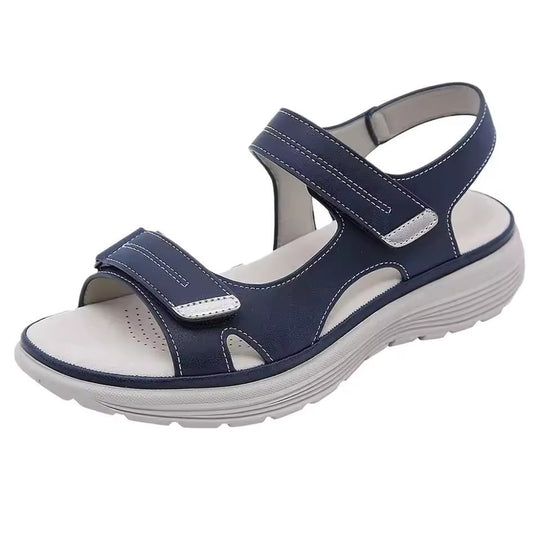 Women's open-toe platform sandals cushioned insole casual comfort everyday neutral summer style