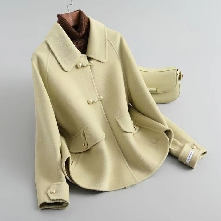 Black double-sided short wool coat women slim fit Korean style dual-wear elegant autumn winter