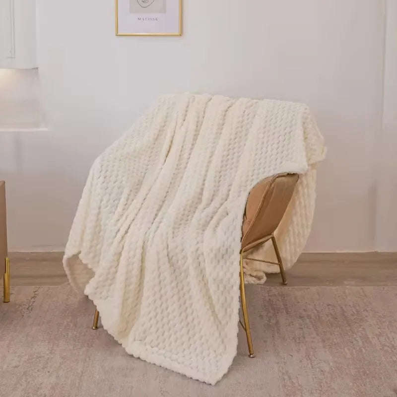 Bright yellow plaid velvet throw blanket ultra-soft cozy checked pattern for sofa bed adults pets
