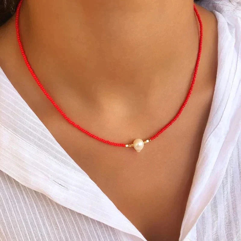 Nora pearl beaded choker minimalist style lightweight faux pearl centerpiece timeless everyday accessory