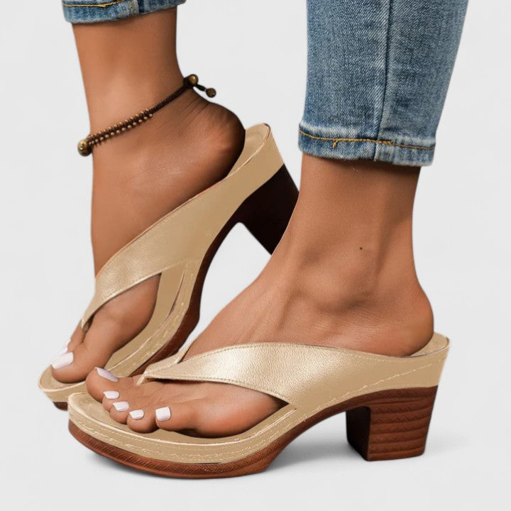 Remy | Women's Block Heel Thong Sandals with Platform Sole