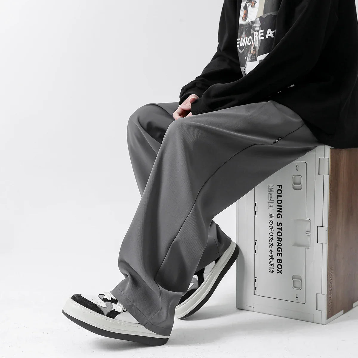 Lyndon ice silk wide-leg sweatpants unisex breathable anti-wrinkle relaxed summer lounge pants