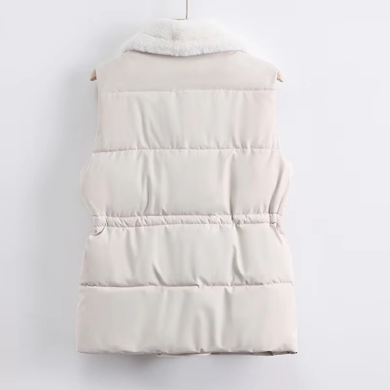 Women's sleeveless down cotton vest suit collar polished warm lightweight city-ready silhouette