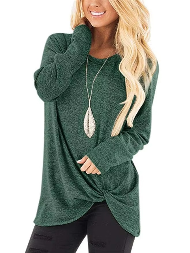 Women's cold shoulder tunic top long sleeve twist knot detail casual chic everyday style