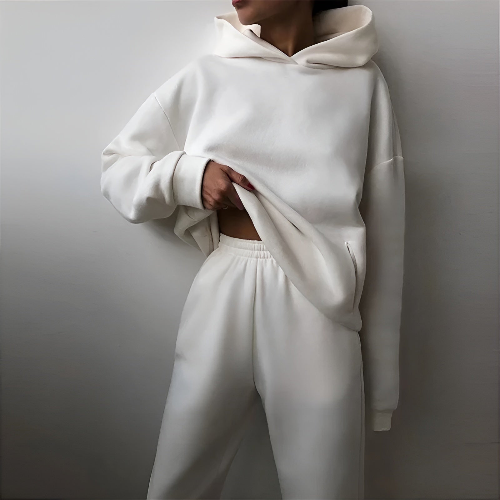 Oversized cotton blend tracksuit set hoodie and sweatpants cozy streetwear unisex lounge fit