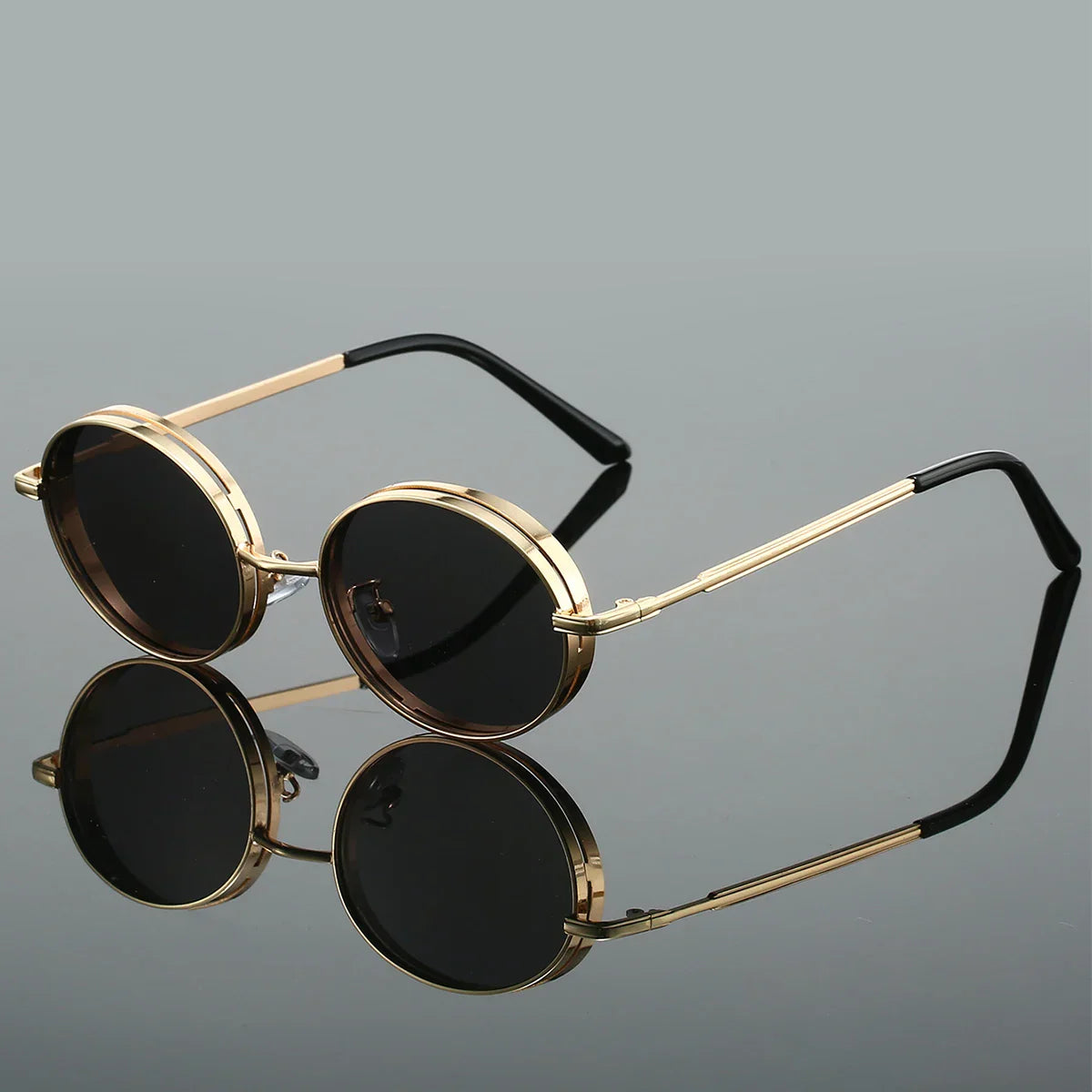 Retro gradient oval lens sunglasses lightweight alloy wireframe UV400 anti-reflective women