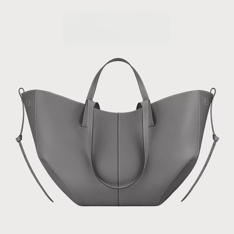 Women's black PU leather tote bag winged design large capacity elegant workday shoulder bag