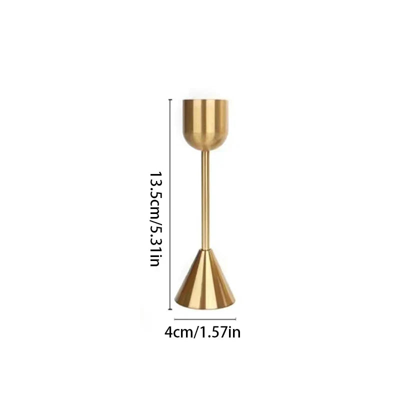 Ornati brushed gold dual-sided candle holder minimalist design for modern home decor