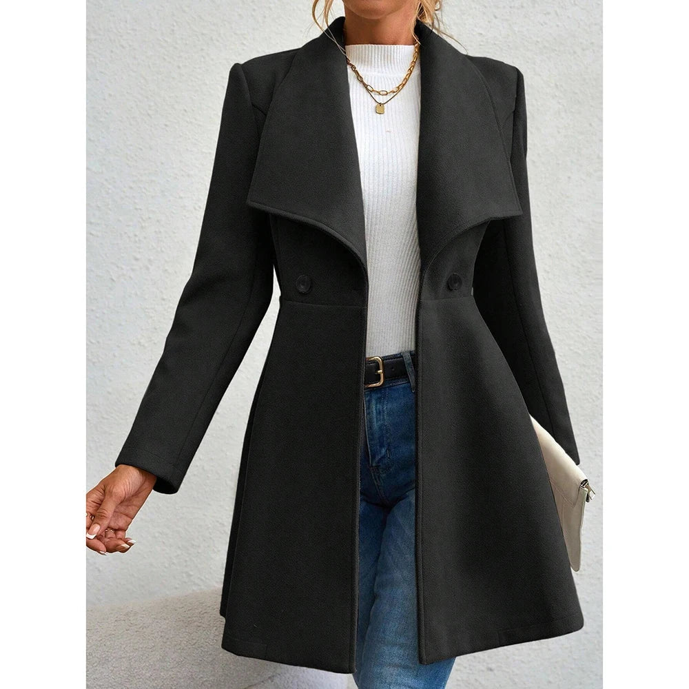 Tailored longline coat for city professionals, polished silhouette, effortless layering, structured fit