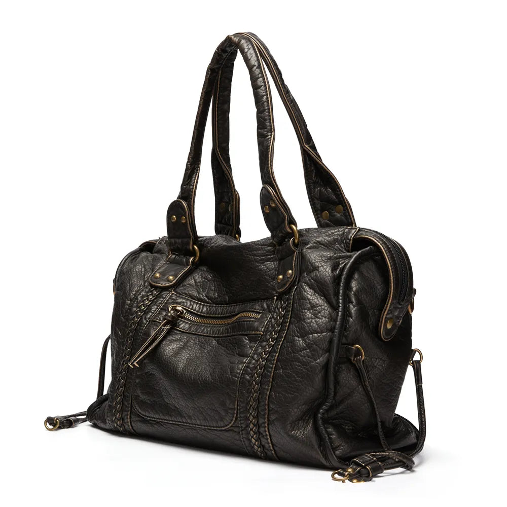 Claire - Vegan Leather Structured Shoulder Handbag - Wavlynn